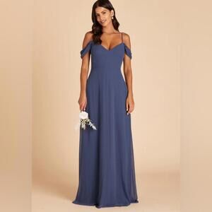 Birdy Grey Devin Convertible Chiffon Dress Slate Blue Size S